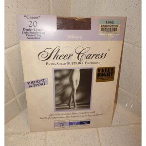 Vintage Worthington Sheer Caress Grey Extra Sheer Support Pantihose size long
